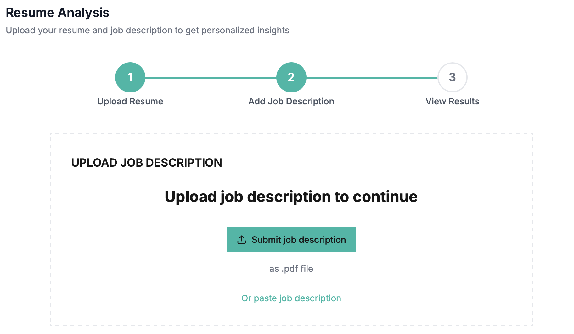 Upload Job Description to CV Crafter